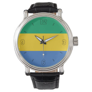 Gabon National Flag Patriotic Horloge