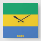Gabon National Flag Patriotic Vierkante Klok (Voorkant)