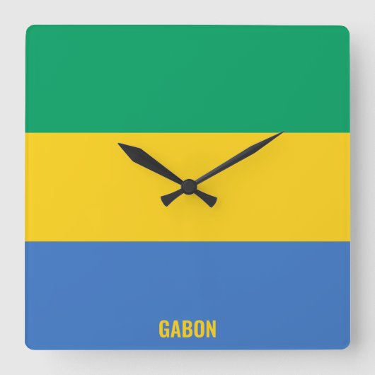 Gabon National Flag Patriotic Vierkante Klok (Voorkant)