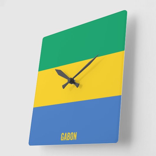 Gabon National Flag Patriotic Vierkante Klok (Hoek)