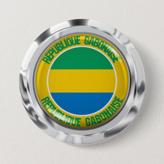 Gabon Ronde Embleem Button 7,6 Cm (Voorkant)