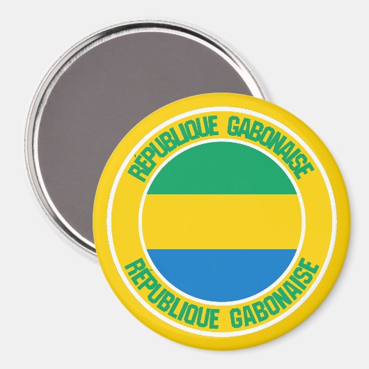 Gabon Round Emblem Magneet (Voorkant / Achterkant)