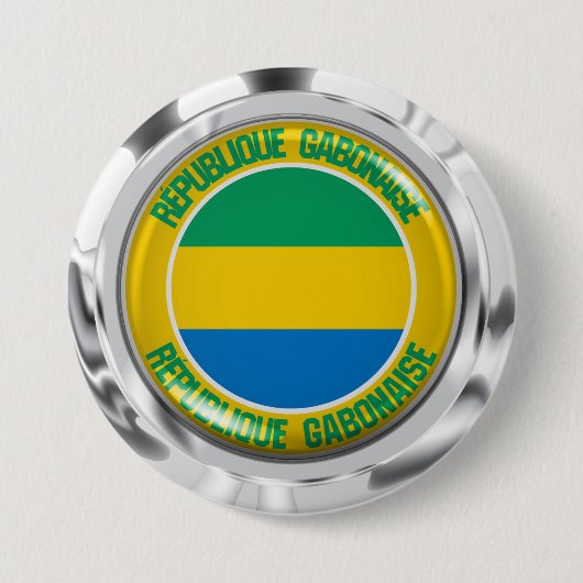 Gabon Round Emblem Ronde Button 7,6 Cm (Voorkant)