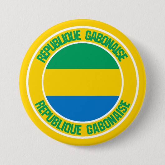Gabon Round Emblem Ronde Button 7,6 Cm (Voorkant)