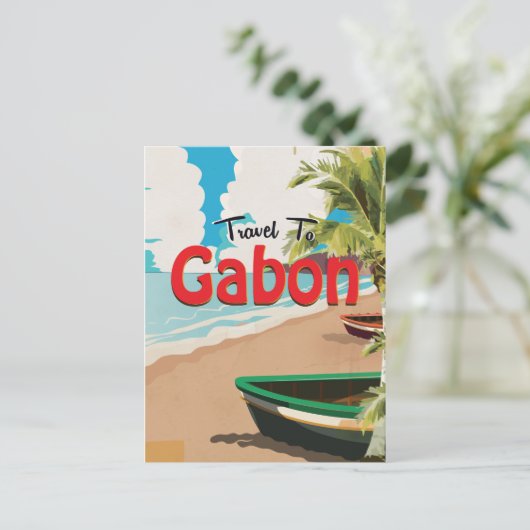 Gabon vintage-poster briefkaart (Staand voorkant)