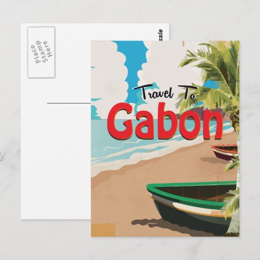 Gabon vintage-poster briefkaart (Voorkant / Achterkant)
