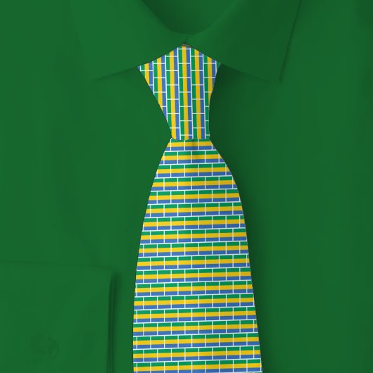 Gabon Vlag Baksteenpatroon Stropdas