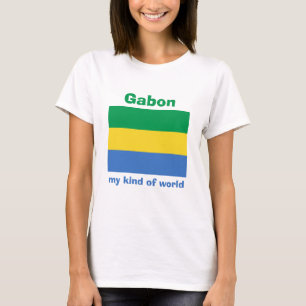 Gabon Vlag + Kaart + Tekst T-shirt
