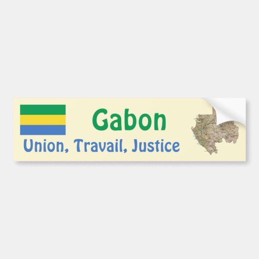 Gabon Vlag + Landkaart Bumpersticker (Voorkant)