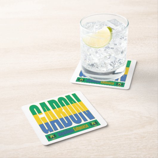 Gabon vlag tekst ontwerp kartonnen onderzetters (Insitu)