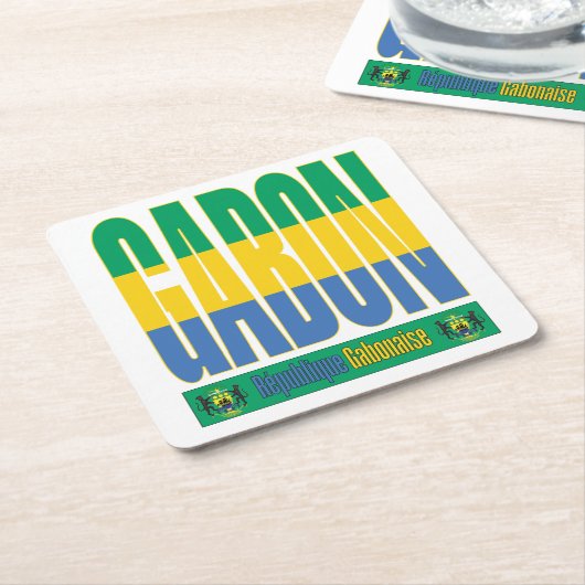 Gabon vlag tekst ontwerp kartonnen onderzetters (Schuin)