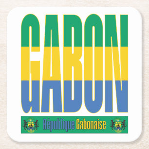 Gabon vlag tekst ontwerp kartonnen onderzetters