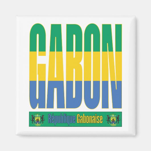Gabon vlag tekst ontwerp magneet (Voorkant)