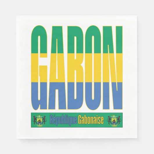 Gabon vlag tekst ontwerp servet (Voorkant)