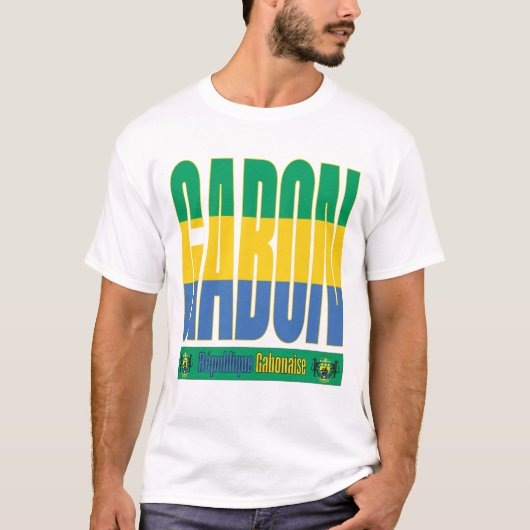 Gabon vlag tekst ontwerp t-shirt (Voorkant)