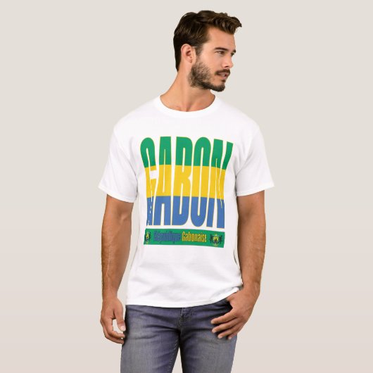 Gabon vlag tekst ontwerp t-shirt (Voorkant volledig)