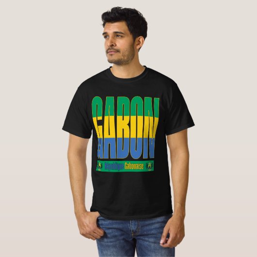 Gabon vlag tekst ontwerp t-shirt (Voorkant volledig)