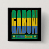 Gabon vlag tekst ontwerp vierkante button 5,1 cm (Voorkant)