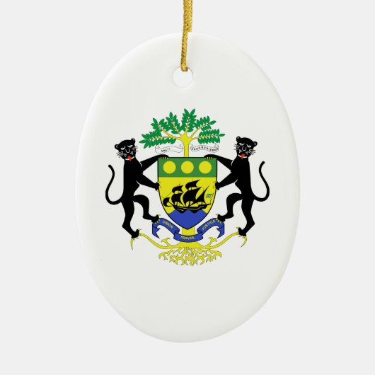 Gabon Wapenkat Keramisch Ornament (Voorkant)
