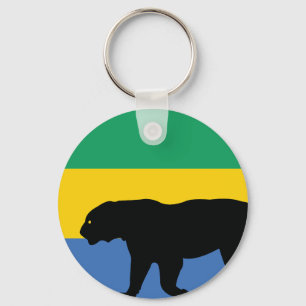 Gabon Zwarte Luipaard Gabonese Nationale Dierenvla Sleutelhanger