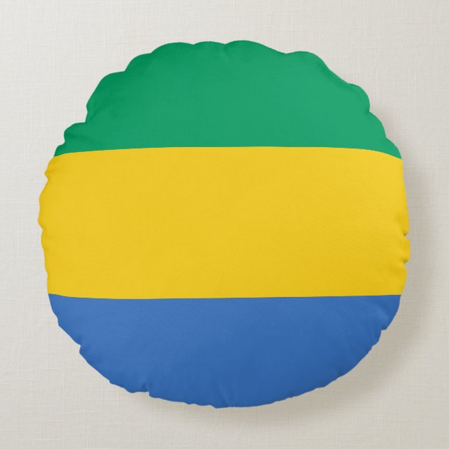 Gabonese vlag (Gabon) Rond Kussen (Voorkant)