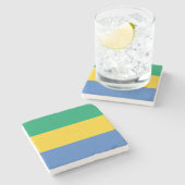 Gabonese vlag (Gabon) Stenen Onderzetter (Zijkant)