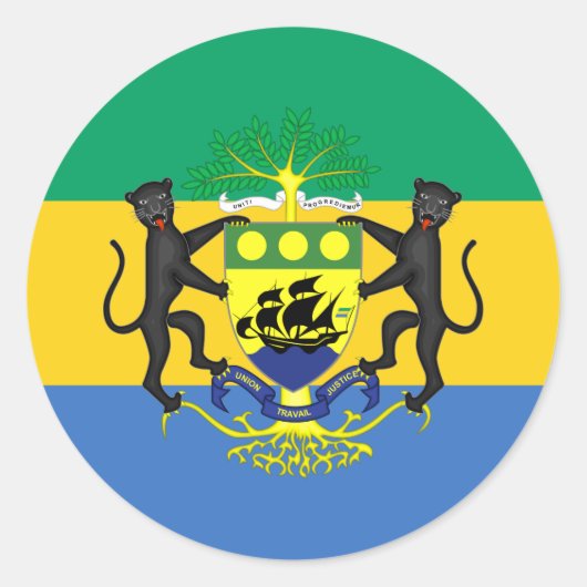 Gabonese vlag & wapen, vlag van Gabon Ronde Sticker (Voorkant)