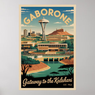 Gaborone Botswana Retro Reisposter Kunst Poster