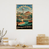 Gaborone Botswana Retro Reisposter Kunst Poster (Keuken)