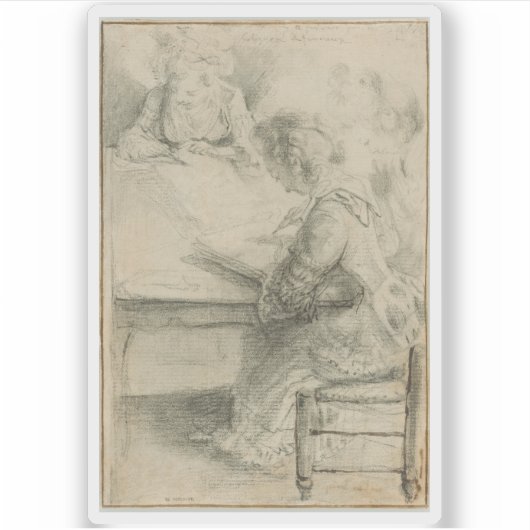 Gabriel J. de St-Aubin over drie jonge vrouwen die Sticker (Voorkant)