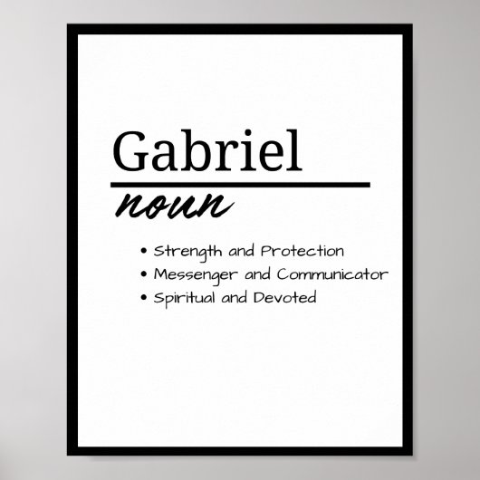 Gabriel, jongen gepersonaliseerde naam definitie poster (Voorkant)