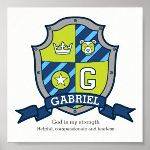 Gabriel jongensnaam betekenis heraldiek beer kamst poster