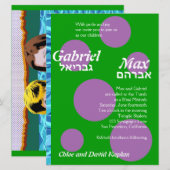 Gabriel & Max Custom B'Nai Mitzvah Kaart (Voorkant / Achterkant)