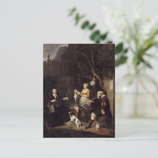 Gabriel Metsu - De Pluimvee Vrouw Briefkaart (Staand voorkant)