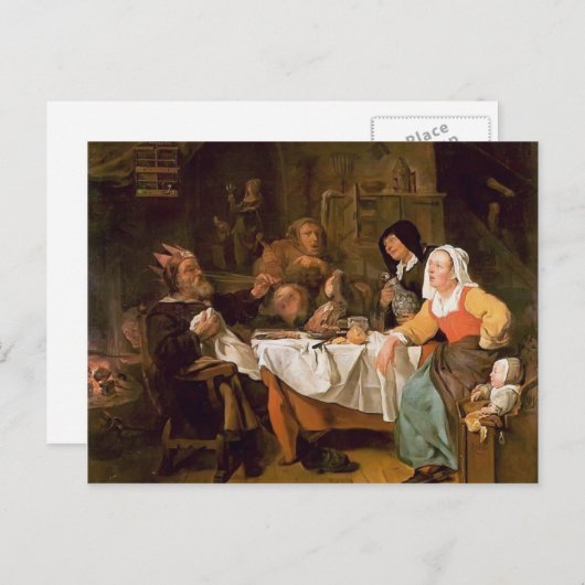 Gabriel Metsu - The Feast of the Bean King Briefkaart (Voorkant / Achterkant)