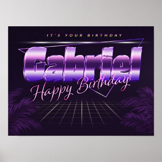Gabriel Name Vorname retro Poster Geburtstag (Voorkant)