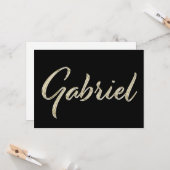 Gabriel Name white gold Handwriting Karte Kaart (Voorkant / Achterkant in situ)