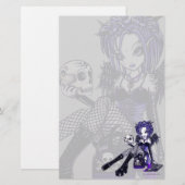 "Gabriella" Gothic Blue Skull Angel Art Stationery Briefpapier (Voorkant / Achterkant)