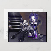 "Gabriella" Gothic Blue Skull Angel Briefkaart (Voorkant / Achterkant)