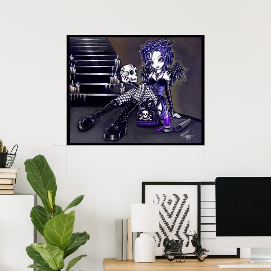 Gabriella Gothic Blue Skull Angel Poster (Thuiskantoor)