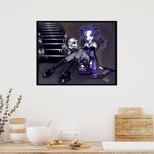 Gabriella Gothic Blue Skull Angel Poster (Keuken)