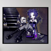 Gabriella Gothic Blue Skull Angel Poster (Voorkant)