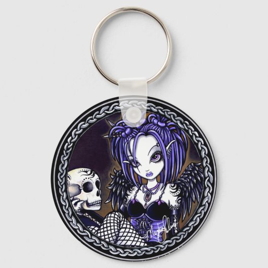 Gabriella Gothic Blue Skull Angel Sleutelhanger (Voorkant)
