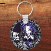 Gabriella Gothic Blue Skull Angel Sleutelhanger (Voorkant)