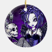 "Gabriella" Gothic Skull Angel Ornaments Keramisch Ornament (Achterkant)