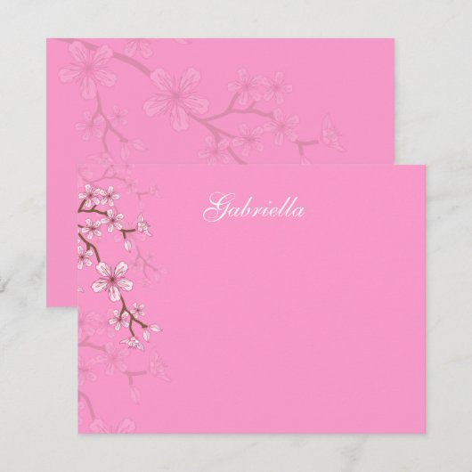 Gabriella Pink Blossom Bat Mitzvah Hartelijk dank Notitiekaartje (Voorkant / Achterkant)