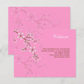 Gabriella Pink Blossom Bat Mitzvah Receptie Kaart (Voorkant / Achterkant)