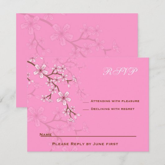Gabriella Pink Blossom Bat Mitzvah RSVP (Voorkant / Achterkant)