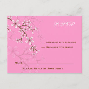 Gabriella Pink Blossom Bat Mitzvah RSVP Kaartje