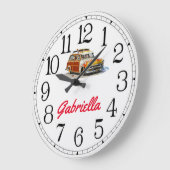 Gabriella's Surfer Girl Woody Large Clock Grote Klok (Hoek)